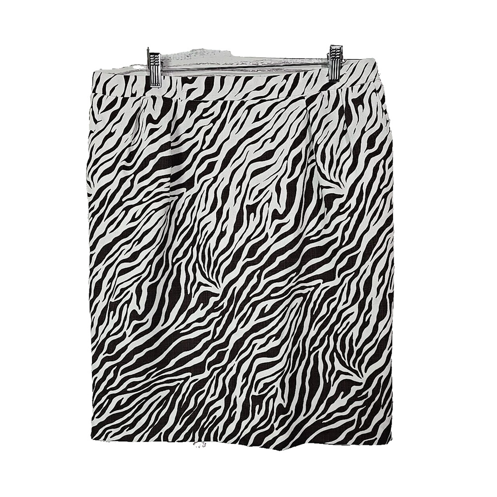 Attention Black Zebra All Over Print Straight Pencil Casual Skirt Womens Size 16